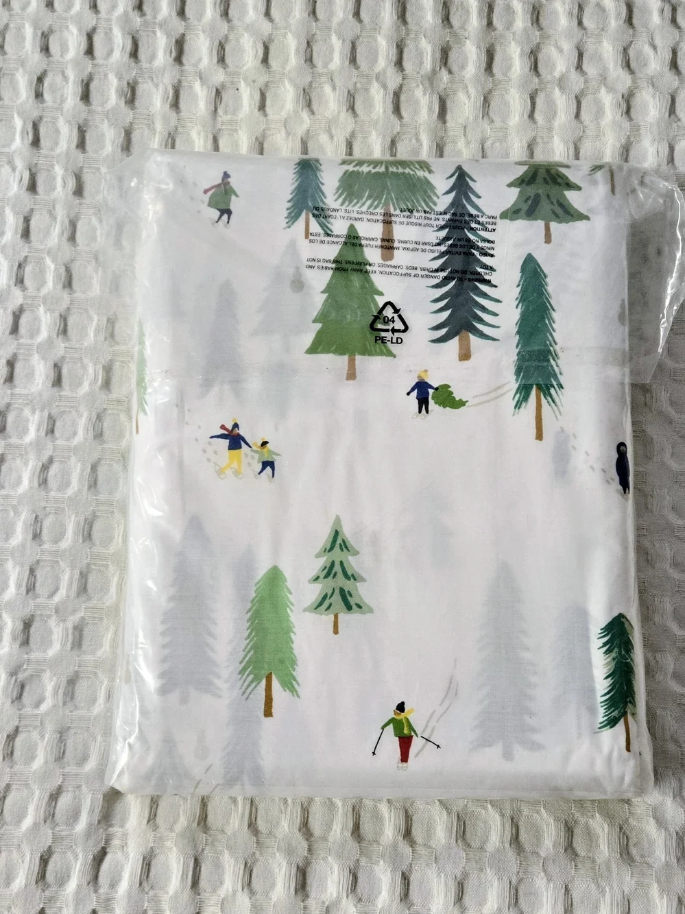 Garnet Hill King White Duvet Cover And 2 King Pillow Cases- Green Tree Print.